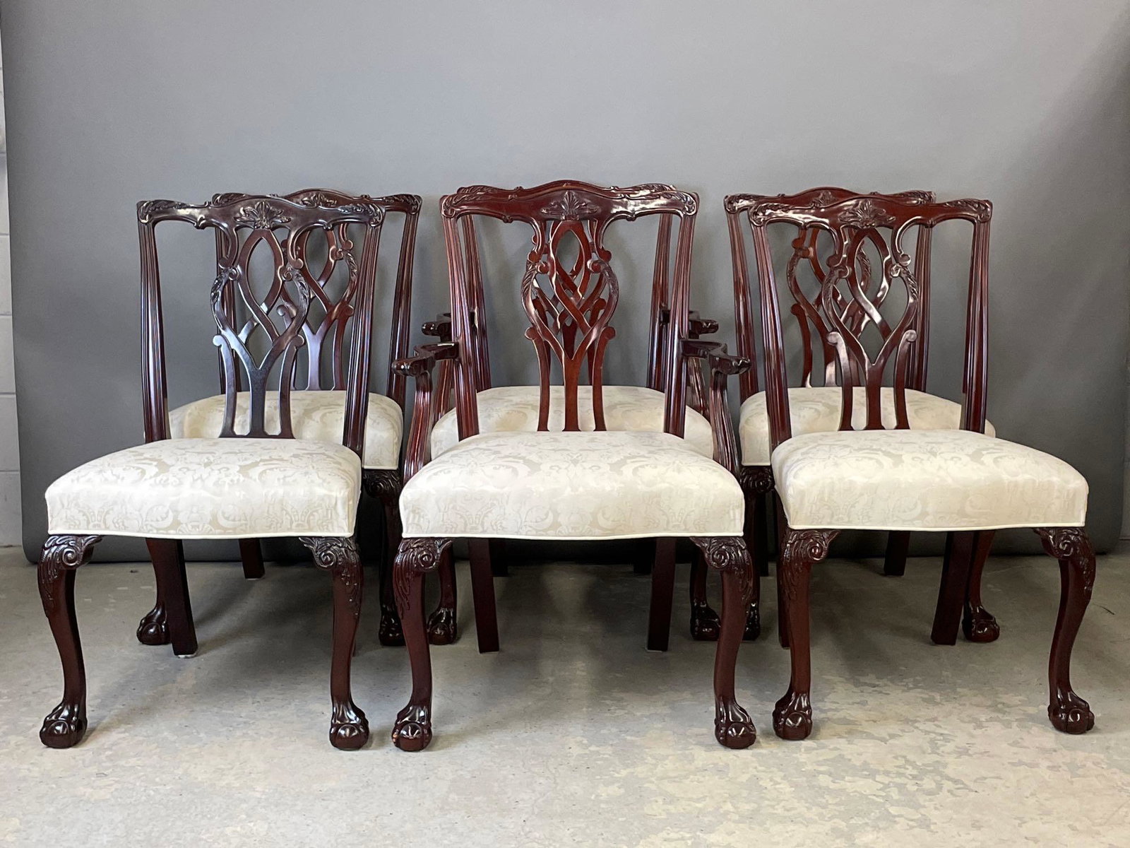 Six Kindel Chippendale-Style Mahogany Chairs (1 of 7)
