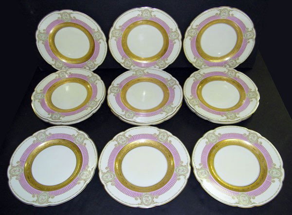 020: Lot of 12 Bavarian Service Plates: Lot of 12 "Black Knight" Bavarian service plates. 11" diameter.