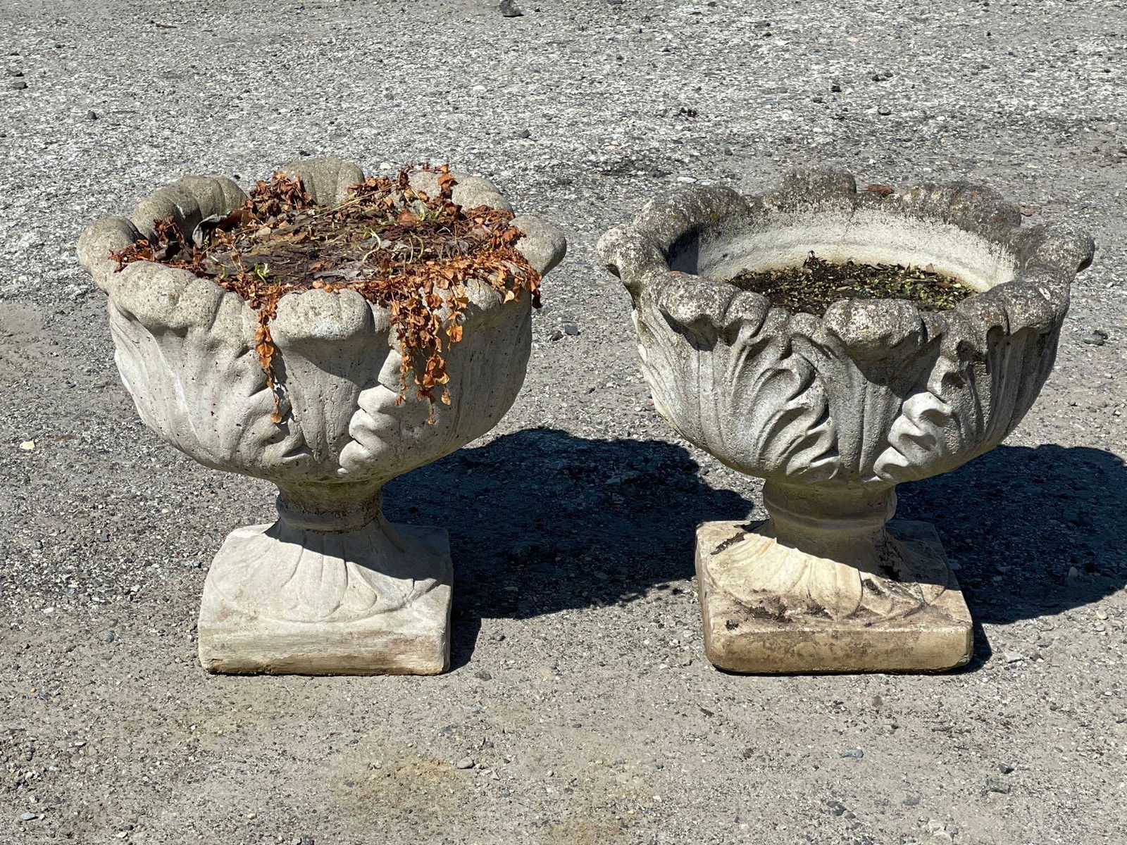 Pair of Cast Stone Garden Planters (1 of 3)