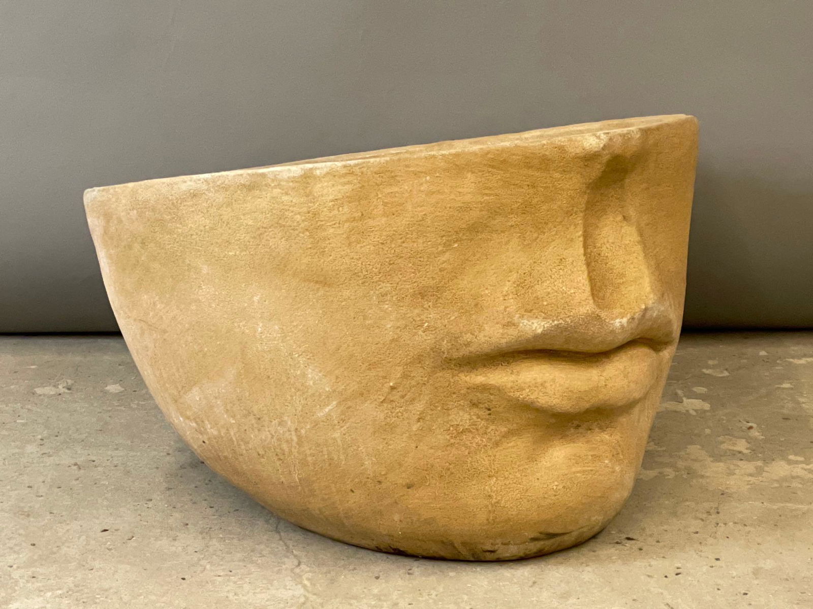 Modernist Cast Stone Half-Face Garden Planter (1 of 4)