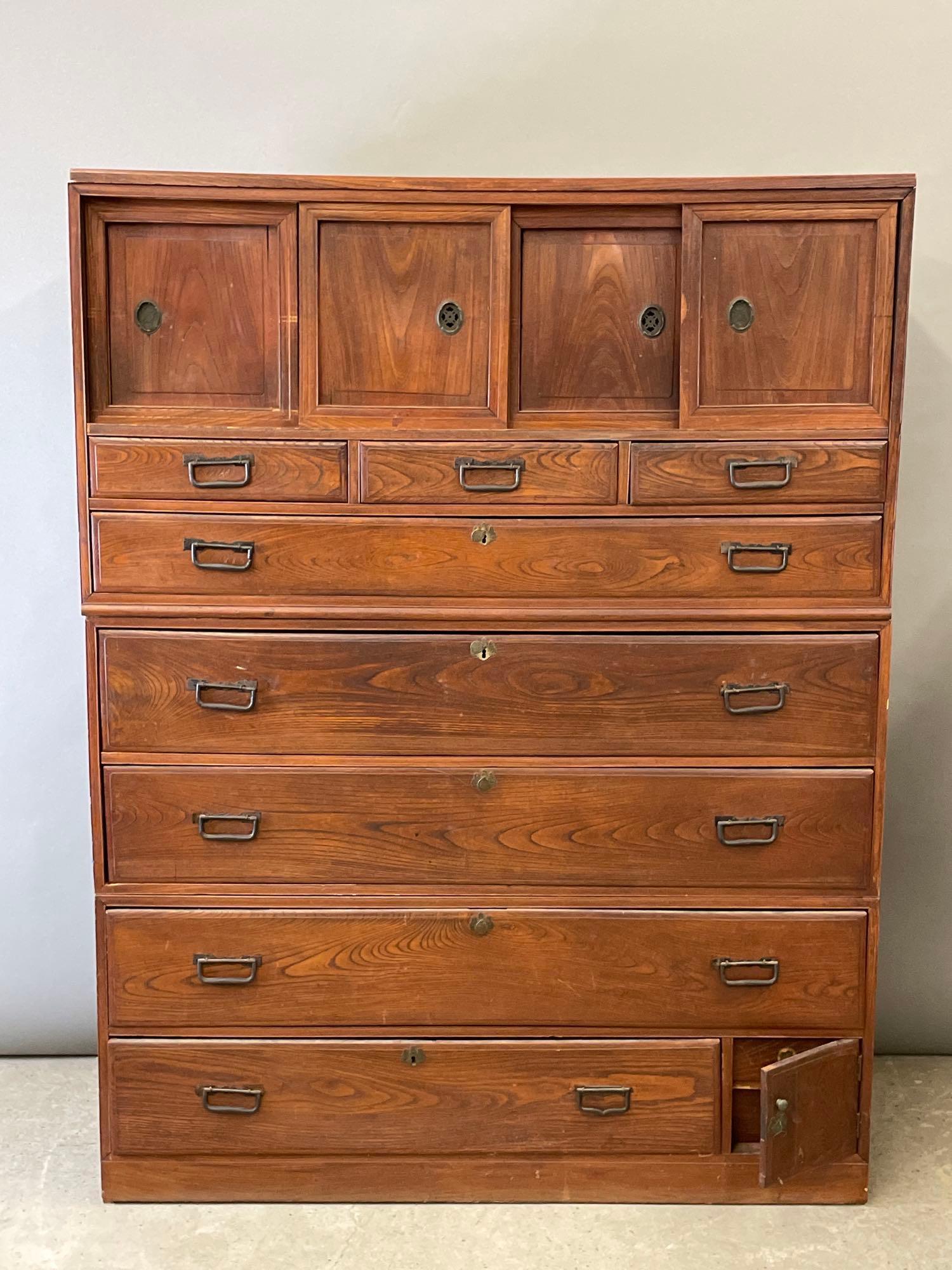 Japanese Three-part Tansu Cabinet (1 of 5)