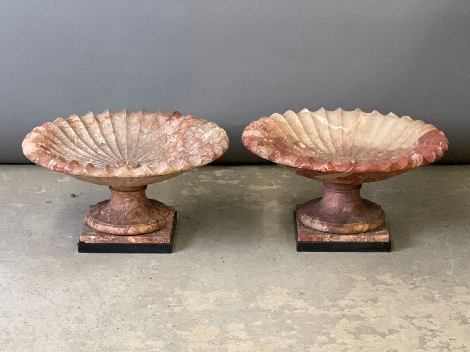 Pair of Marble Scalloped Garden Urns (1 of 7)