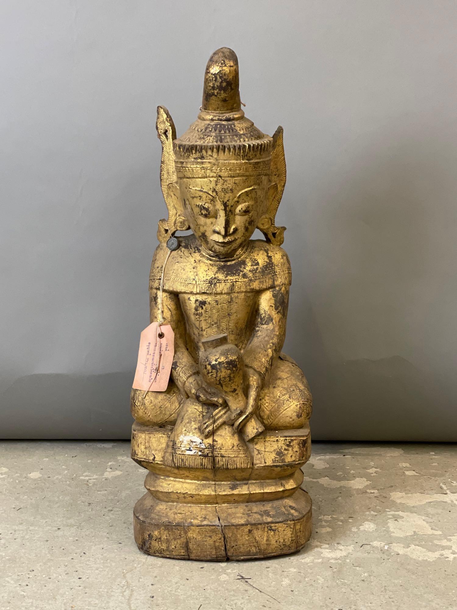 Thai Gilt Wood Seated Buddha (1 of 5)