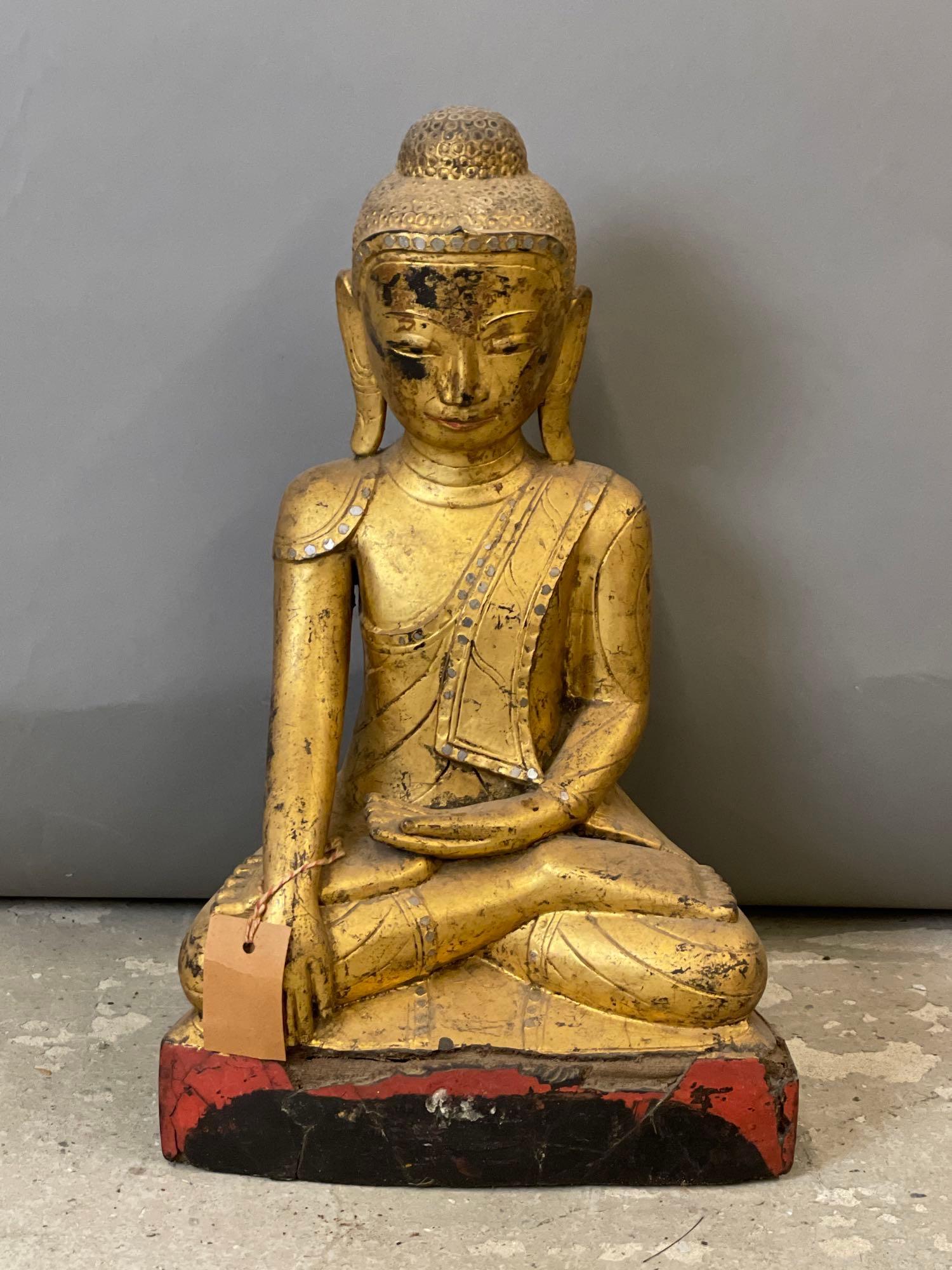 Burmese Gilt Paper-Mache Seated Buddha (1 of 3)