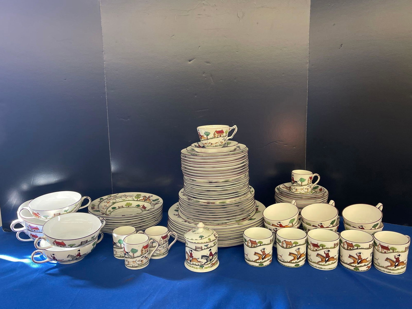 84 Pcs. Coalport/Staffordshire Hunt Scene China (1 of 15)
