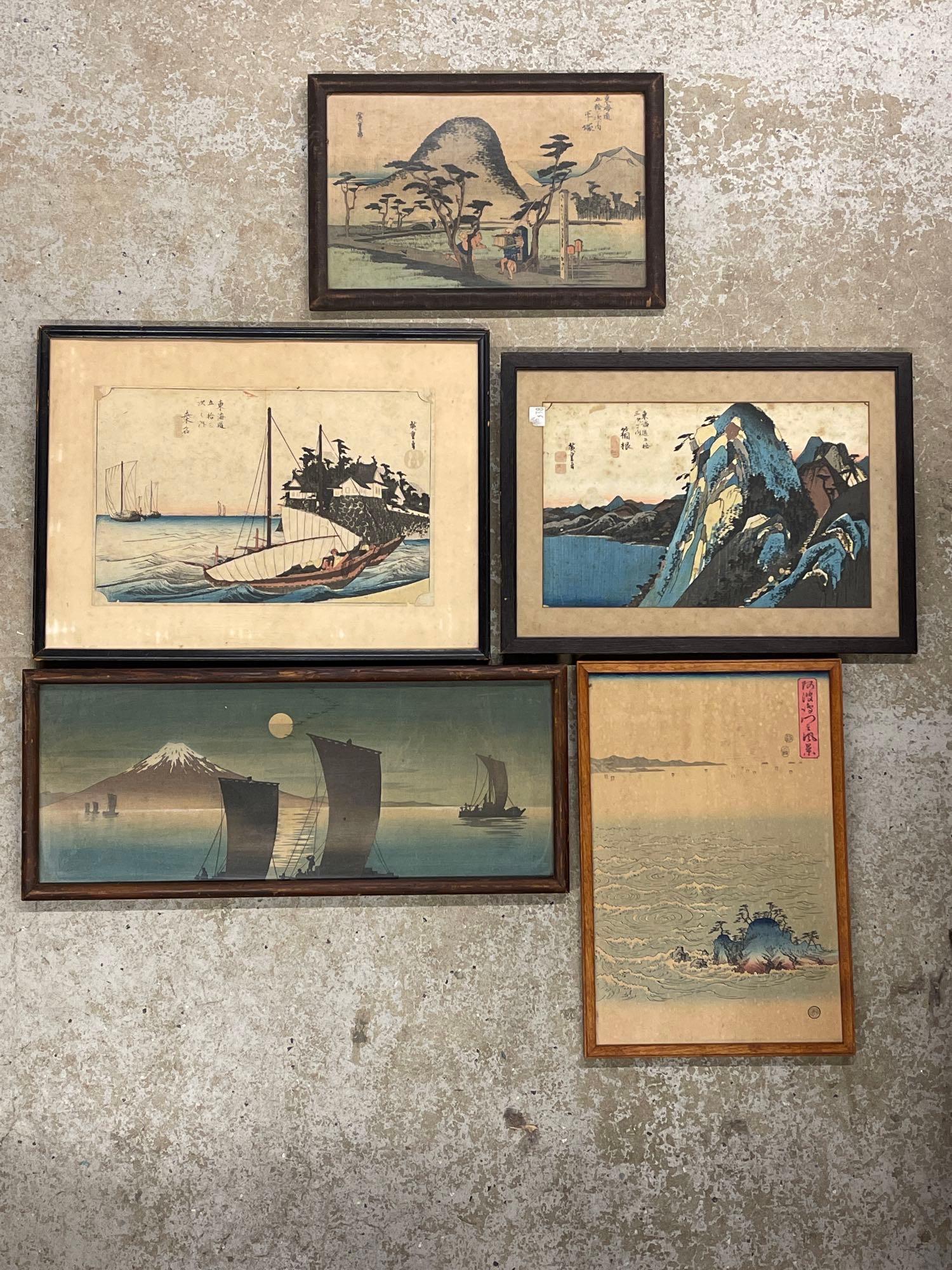 Five Japanese Woodblock Prints (1 of 8)