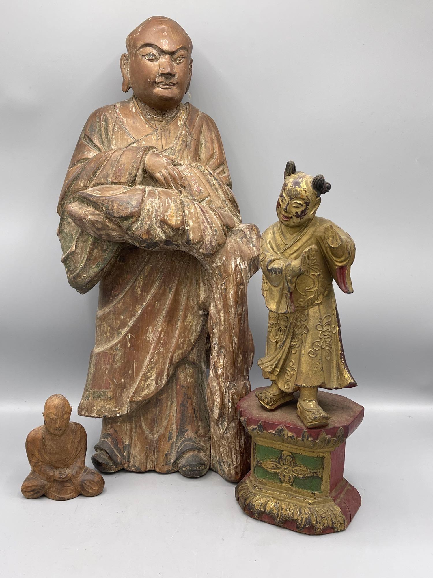 Three Asian Carved Wood Figures (1 of 13)