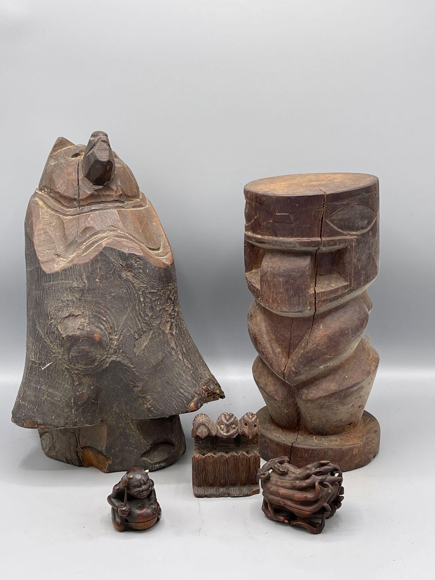 Five Carved Wood Items (1 of 7)