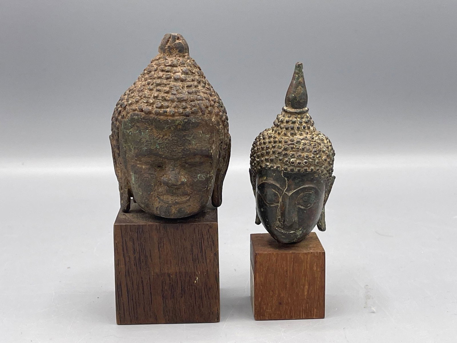 Two Southeast Asian Stone Buddha Heads (1 of 8)