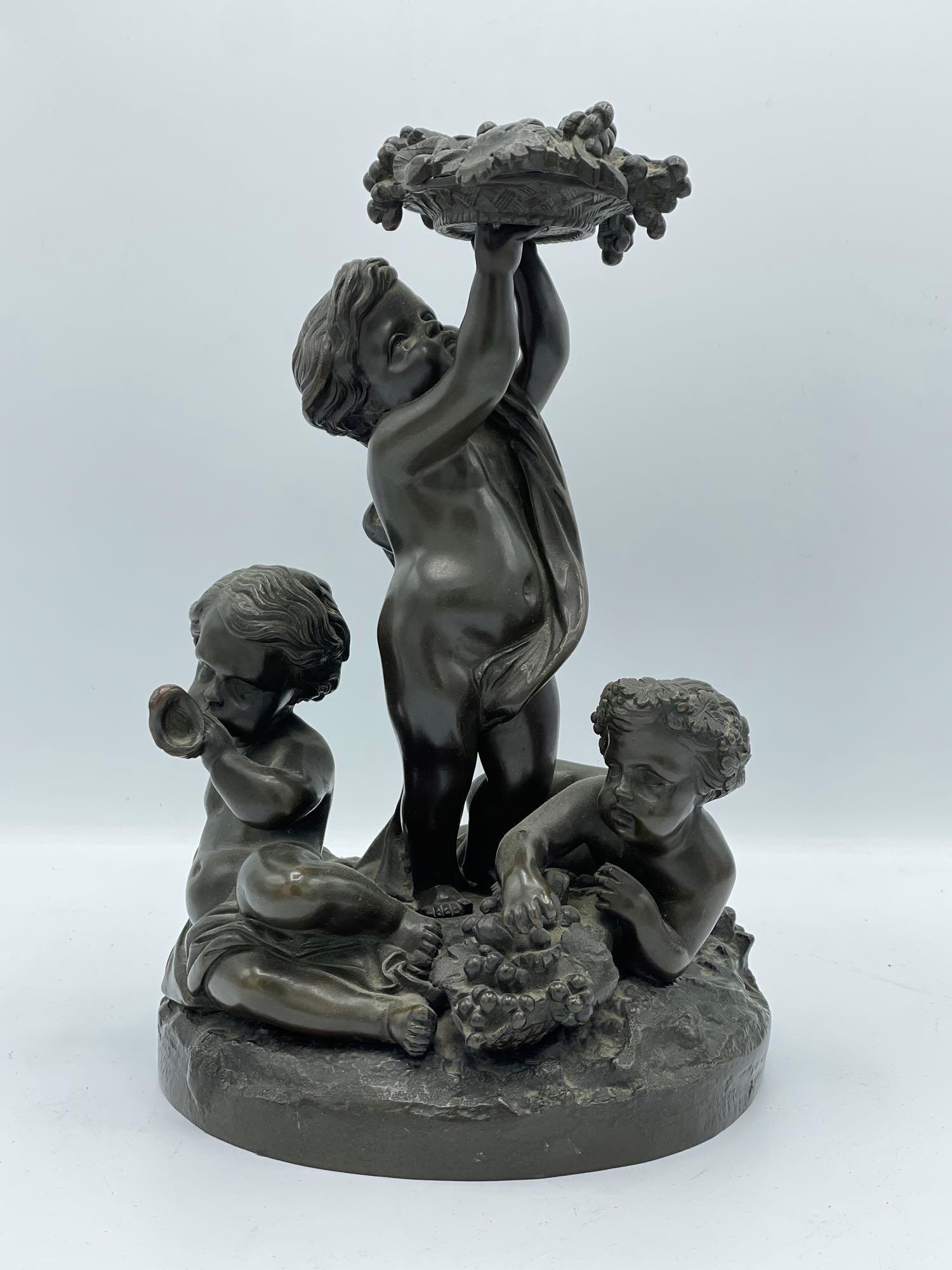 Patinated Bronze Sculpture of Three Cherubs (1 of 5)