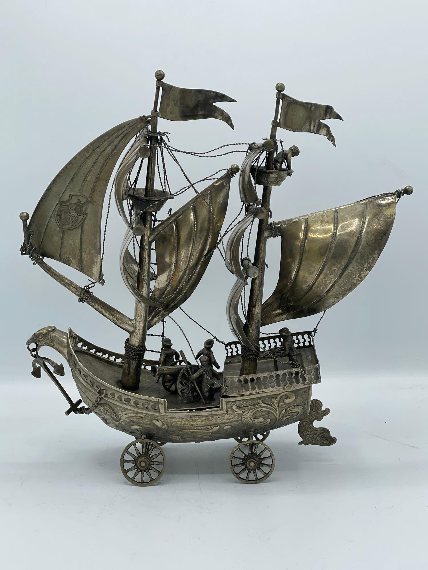 German Silver Ship Form Nef