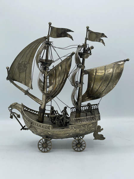 German Silver Ship Form Nef