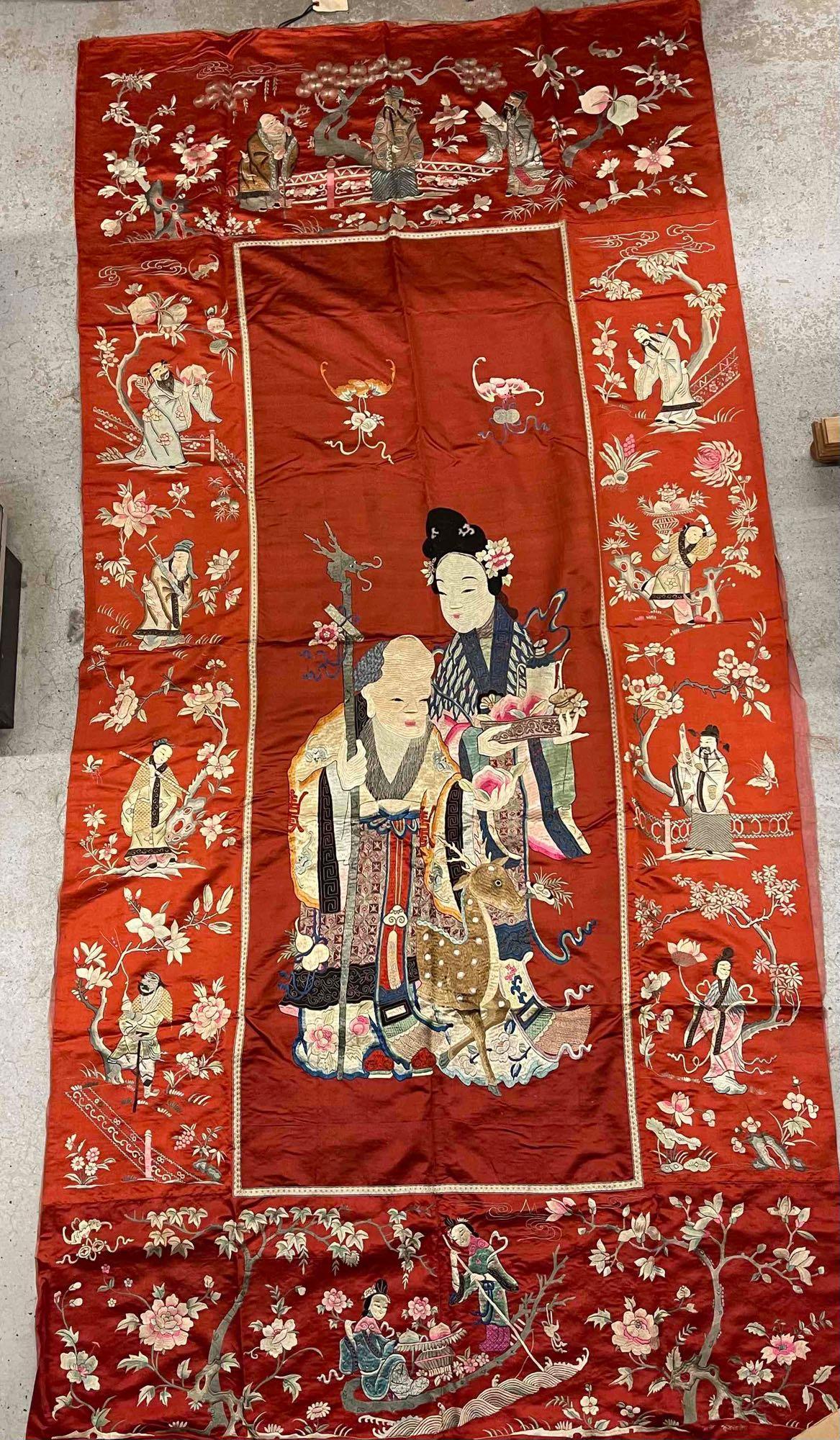 Large Embroidered Chinese Silk Panel (1 of 6)