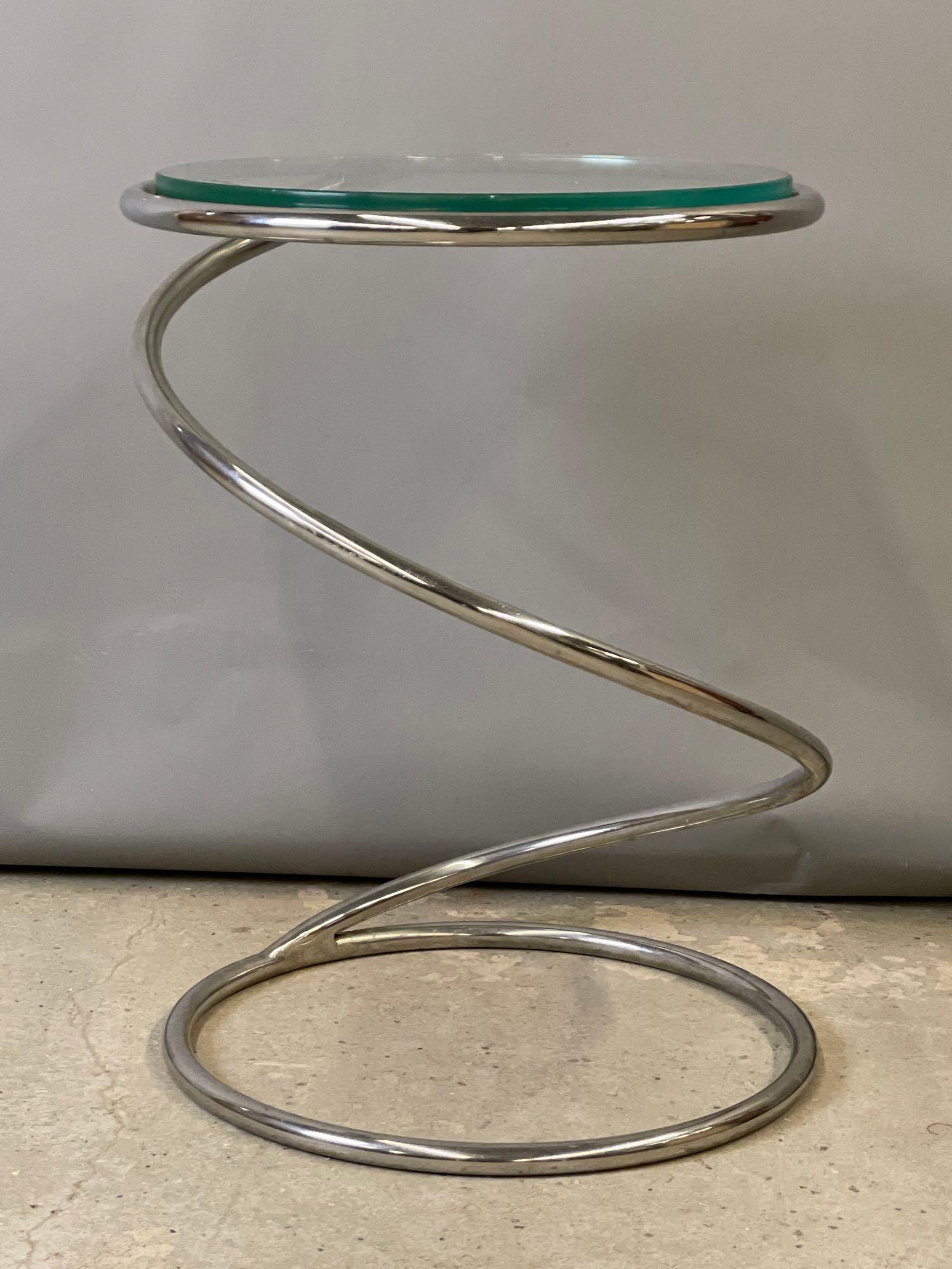 Pace Chrome and Glass Swirl Table (1 of 4)
