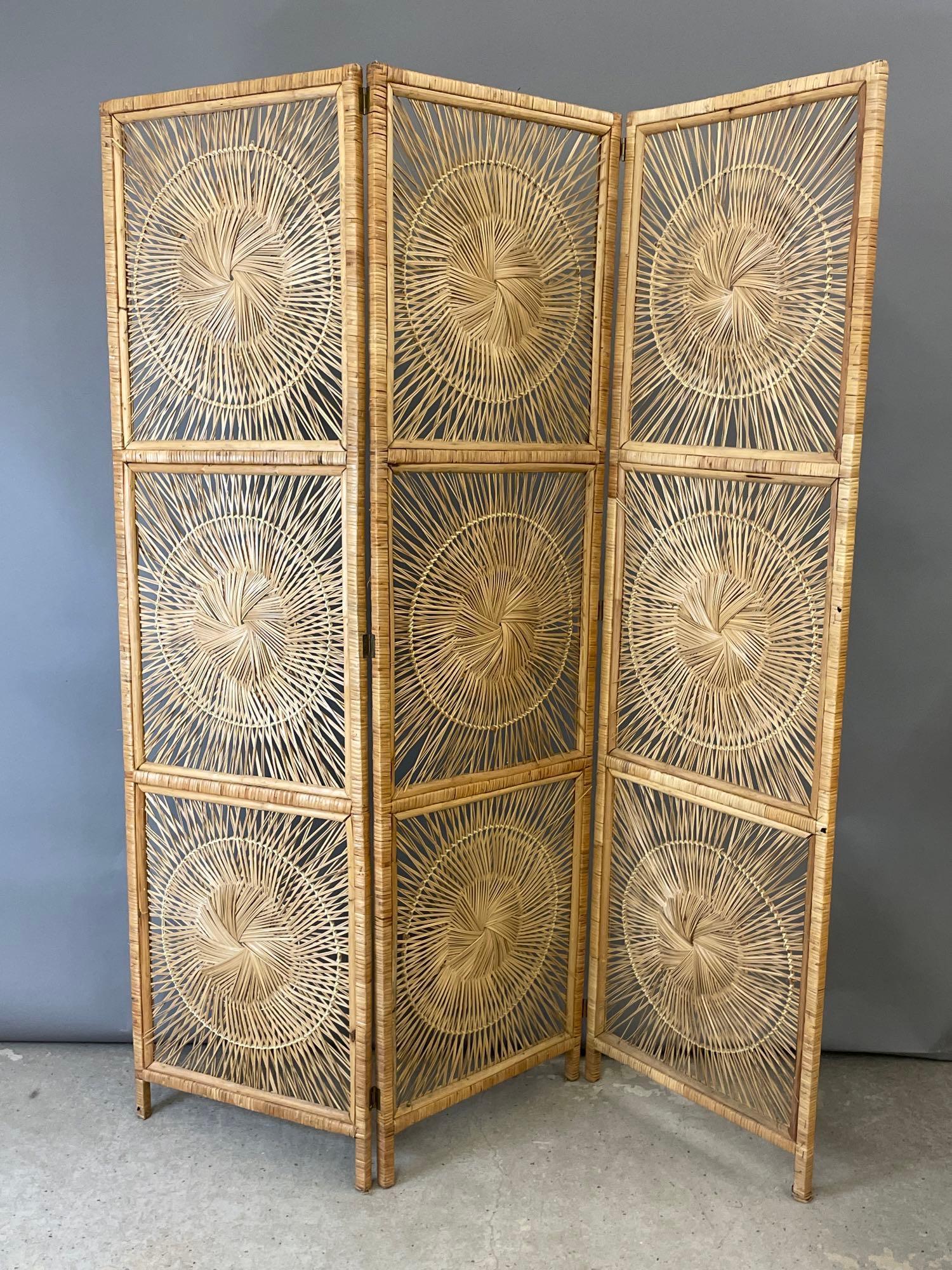 Wicker Three-panel Room Divider Screen (1 of 5)