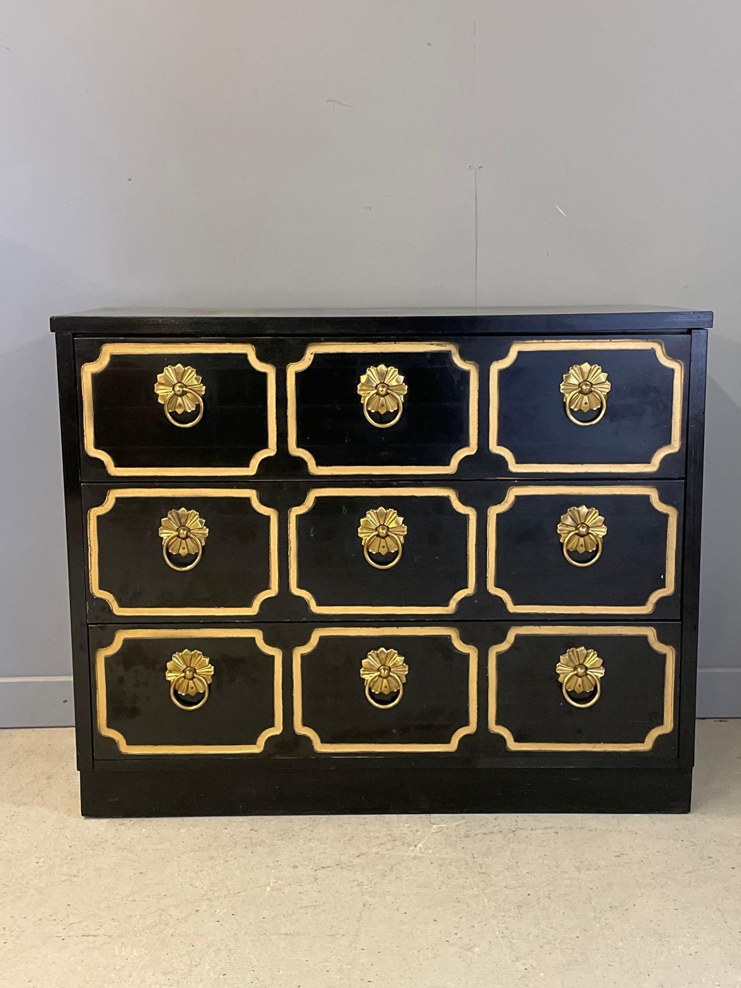 Dorothy Draper-style Ebonized Chest (1 of 7)