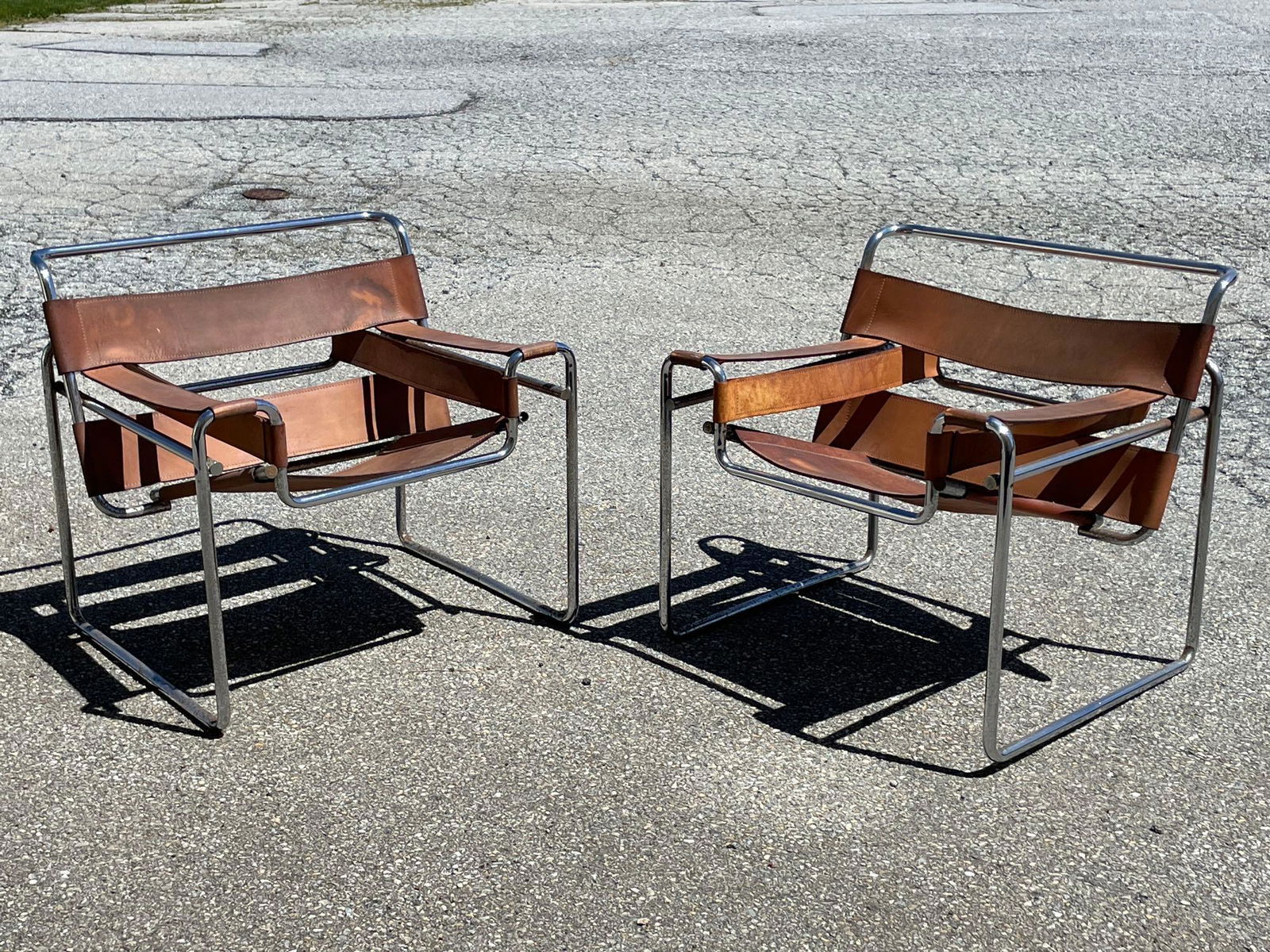 Pair of Attrb. Marcel Breuer Wassily Lounge Chairs (1 of 7)