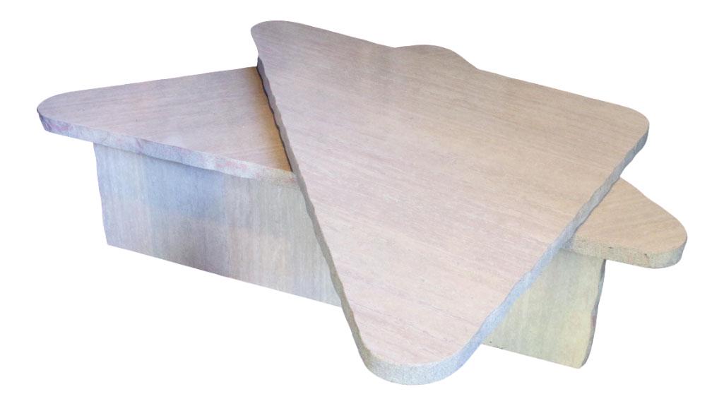 Faux Marble Wedge-Shaped Coffee Table (1 of 12)