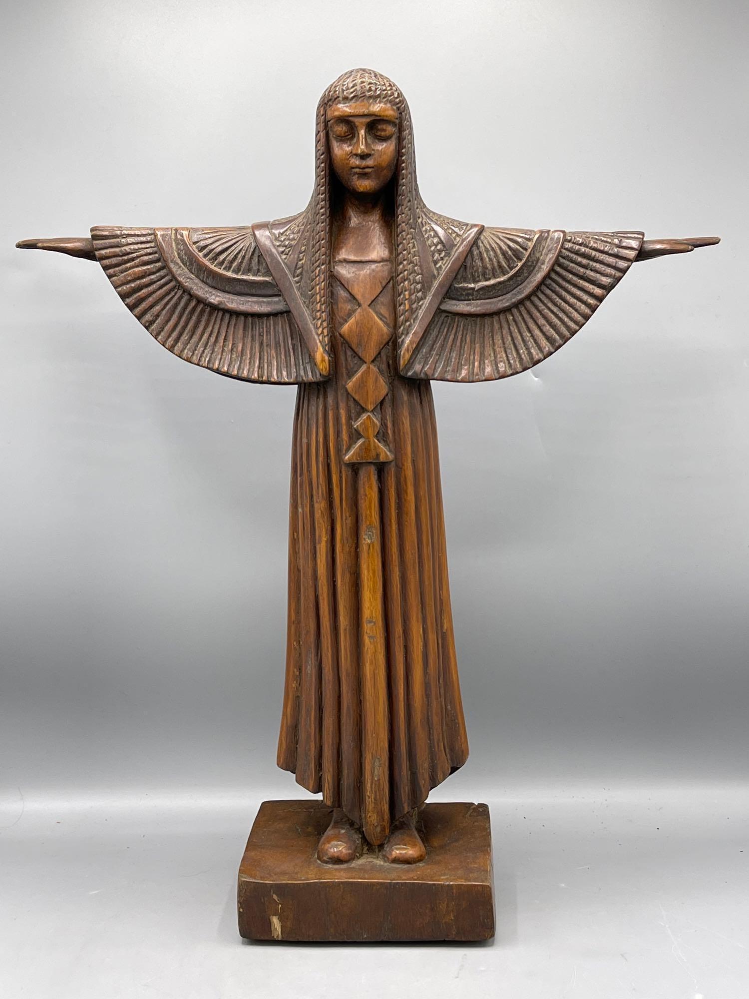 French Wood Carving of Egyptian Female (1 of 6)