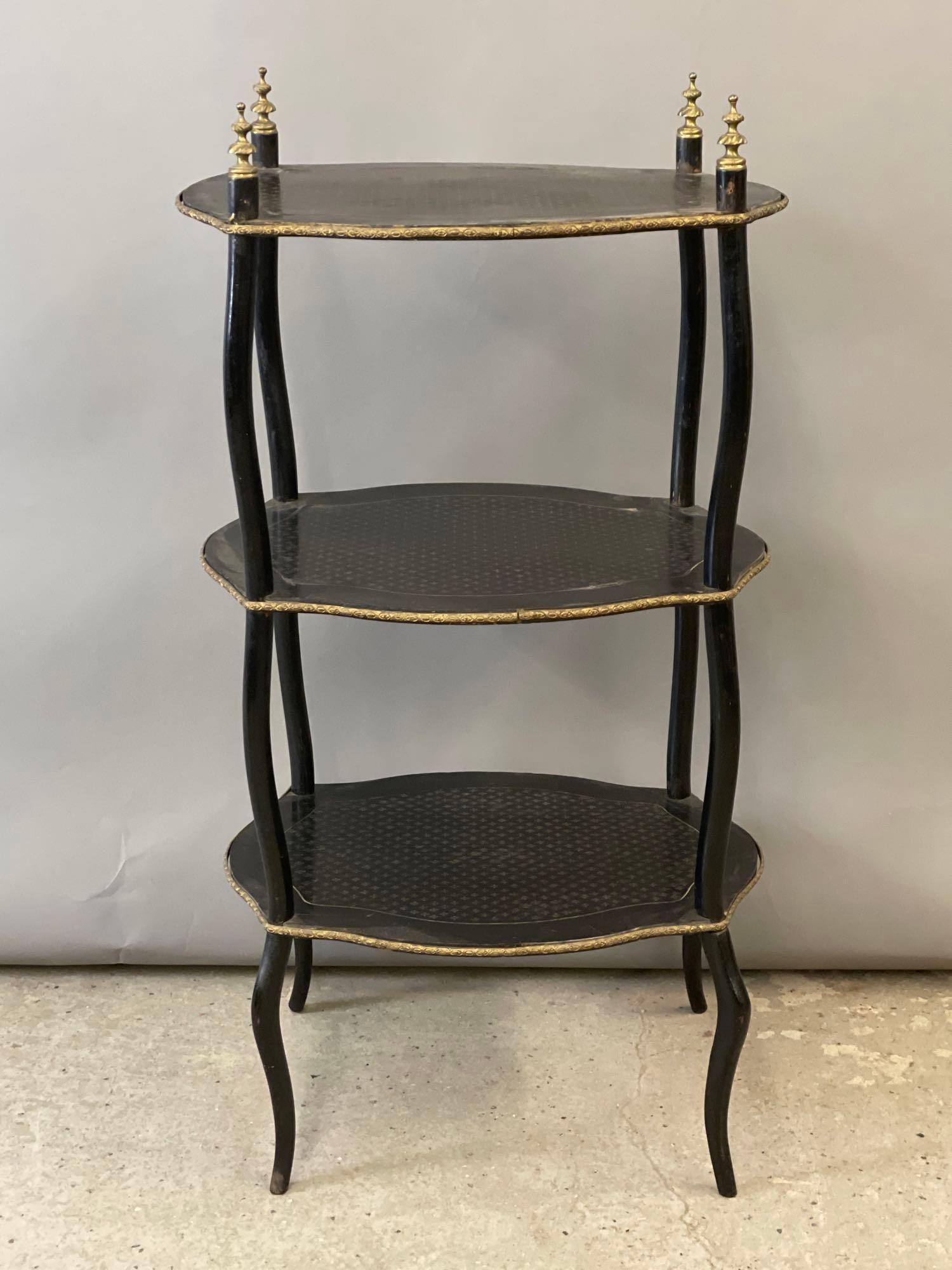 French Tahan Ebonized Three-tiered Stand (1 of 5)