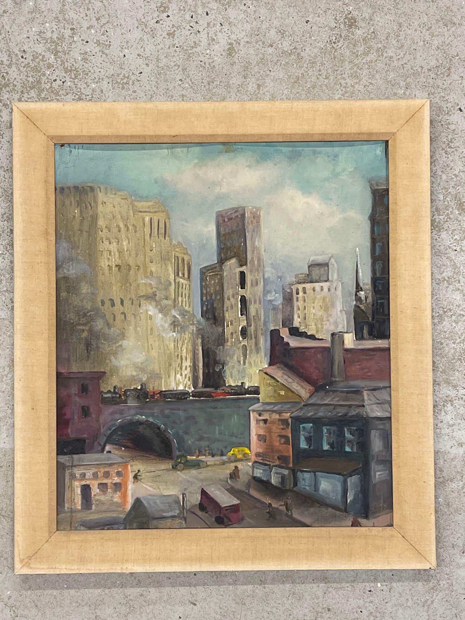 Unsigned. Oil/Board, Urban Landscape (1 of 3)