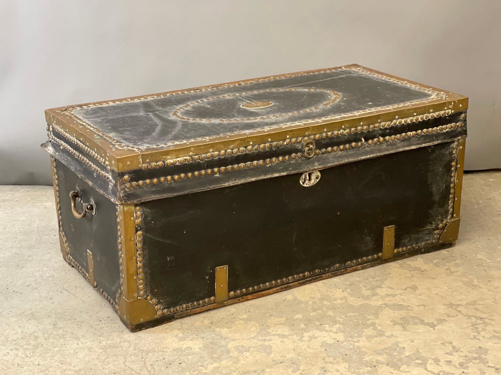 Chinese Export Leather Covered Camphor Trunk (1 of 6)