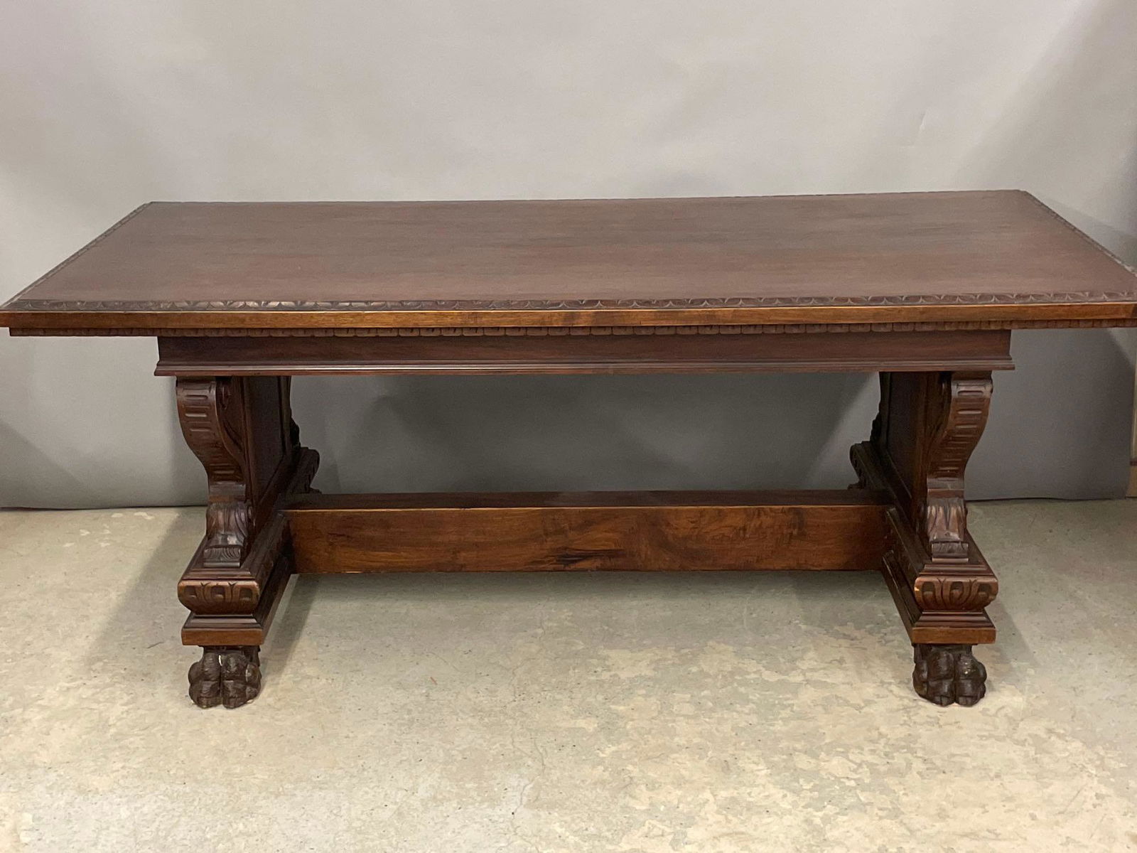 Continental Carved Paw Foot Trestle Table (1 of 6)