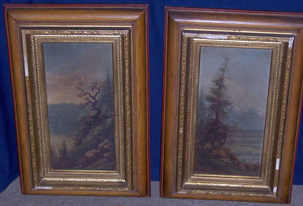 C. S. Stobie (Charles Stewart Stobie). Pair of Oils: C. S. Stobie (Charles Stewart Stobie, 1845-1931). Pair of Oils/Canvas; Colorado vistas. 12" x 6". Sold at Freeman's 6/20/88.