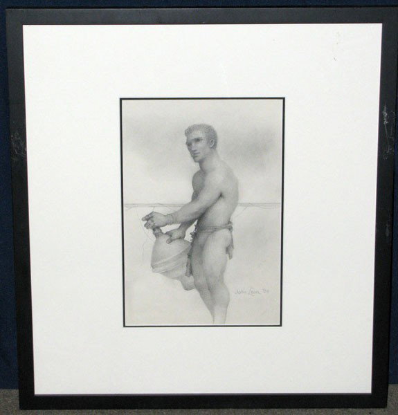 John Lear '04. Pencil/paper; Man.: John Lear '04. Pencil/paper. Man with buoy. 12" x 8".