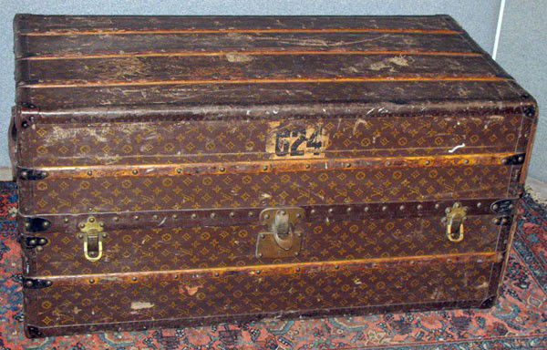 Louis Vuitton trunk: Louis Vuitton trunk. 44" wide; 22" tall; 22" deep.