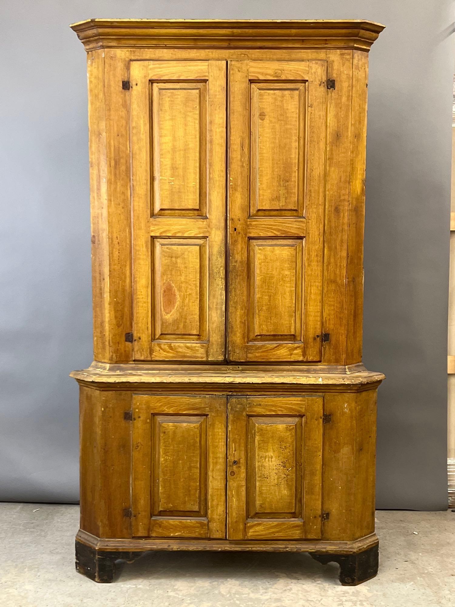 Delaware Valley Mustard Two-piece Corner Cupboard (1 of 8)