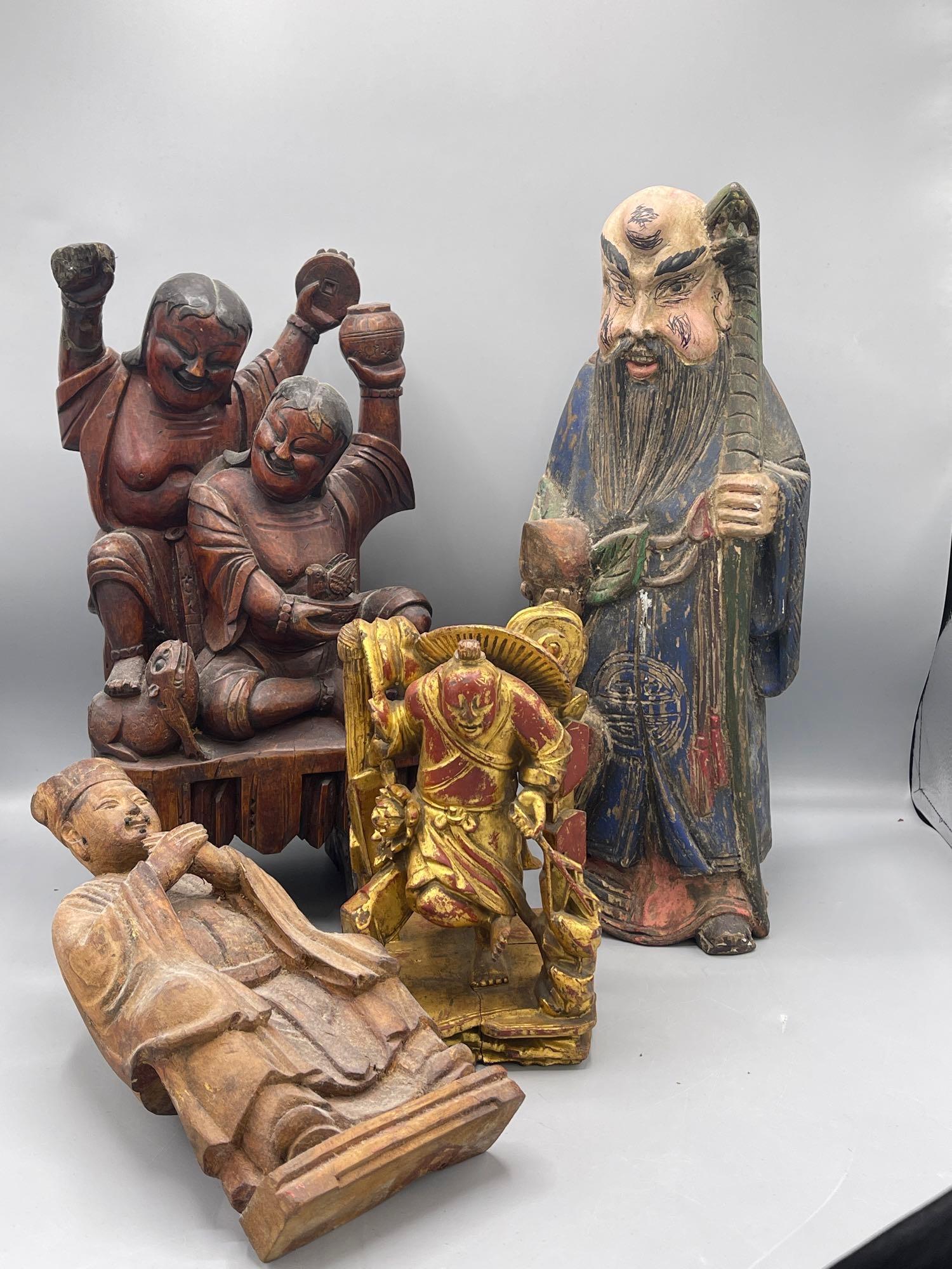 Four Asian Wooden Figurines (1 of 18)