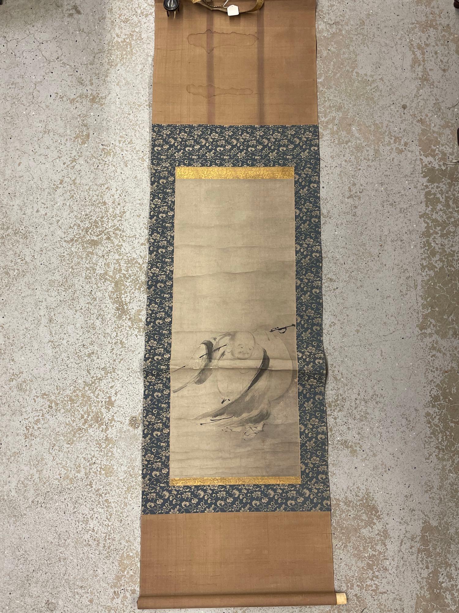 Asian Watercolor Scroll with Buddha (1 of 6)