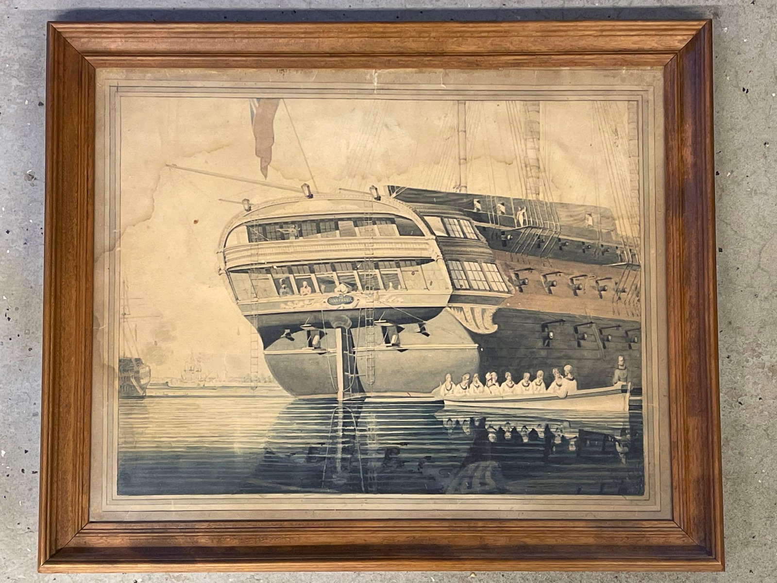 Attrib. Augustus Earle. Watercolor, Ship (1 of 5)