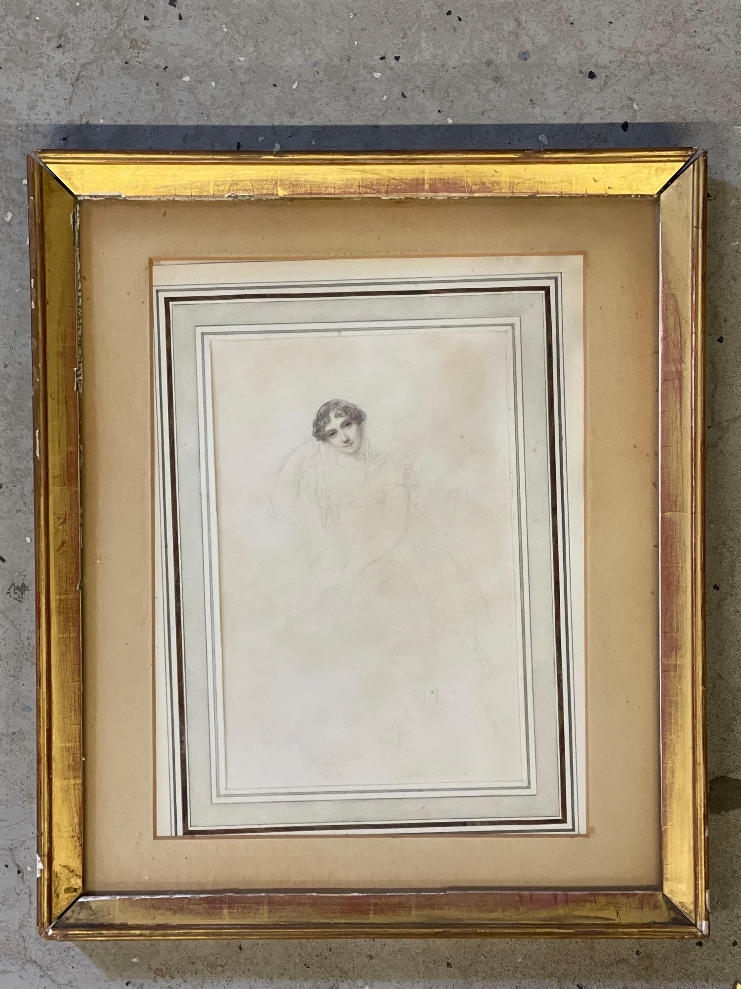 Attrib. Richard Cosway. Drawing, Seated Woman (1 of 6)