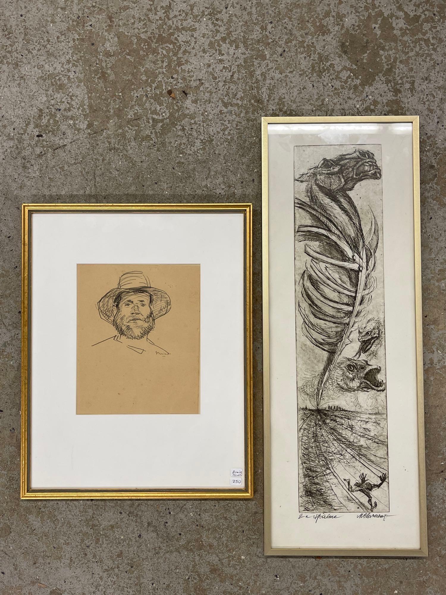 Portrait of Man and Marcel Chirnoaga Etching (1 of 9)