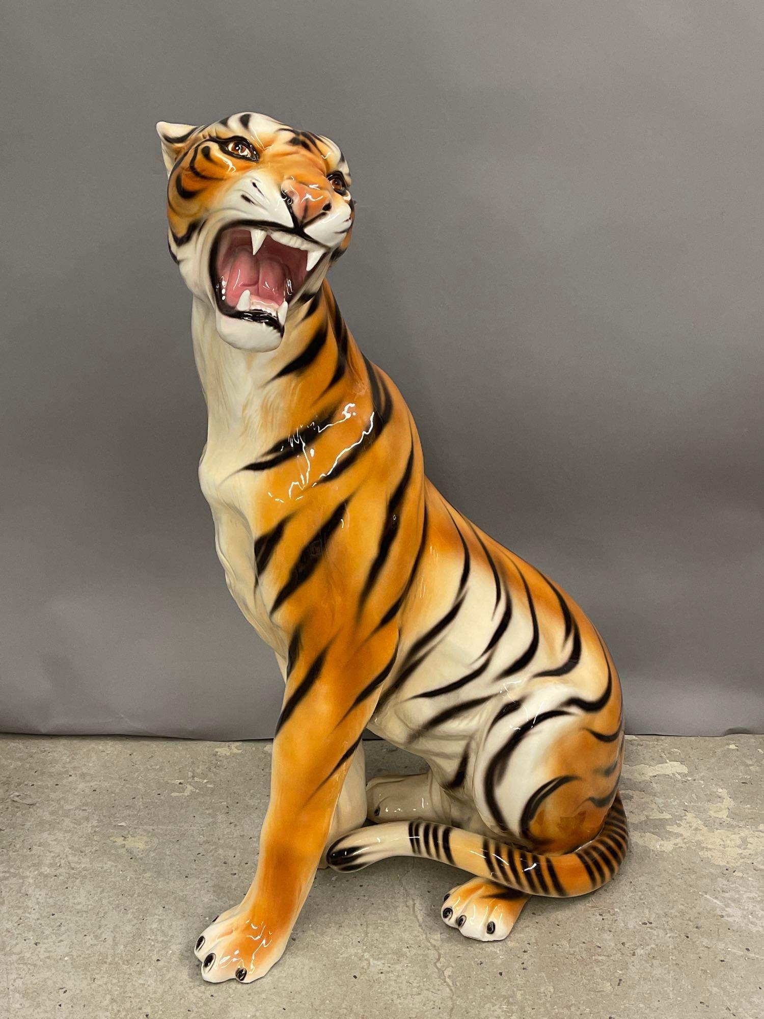 Large Italian Pottery Tiger (1 of 6)