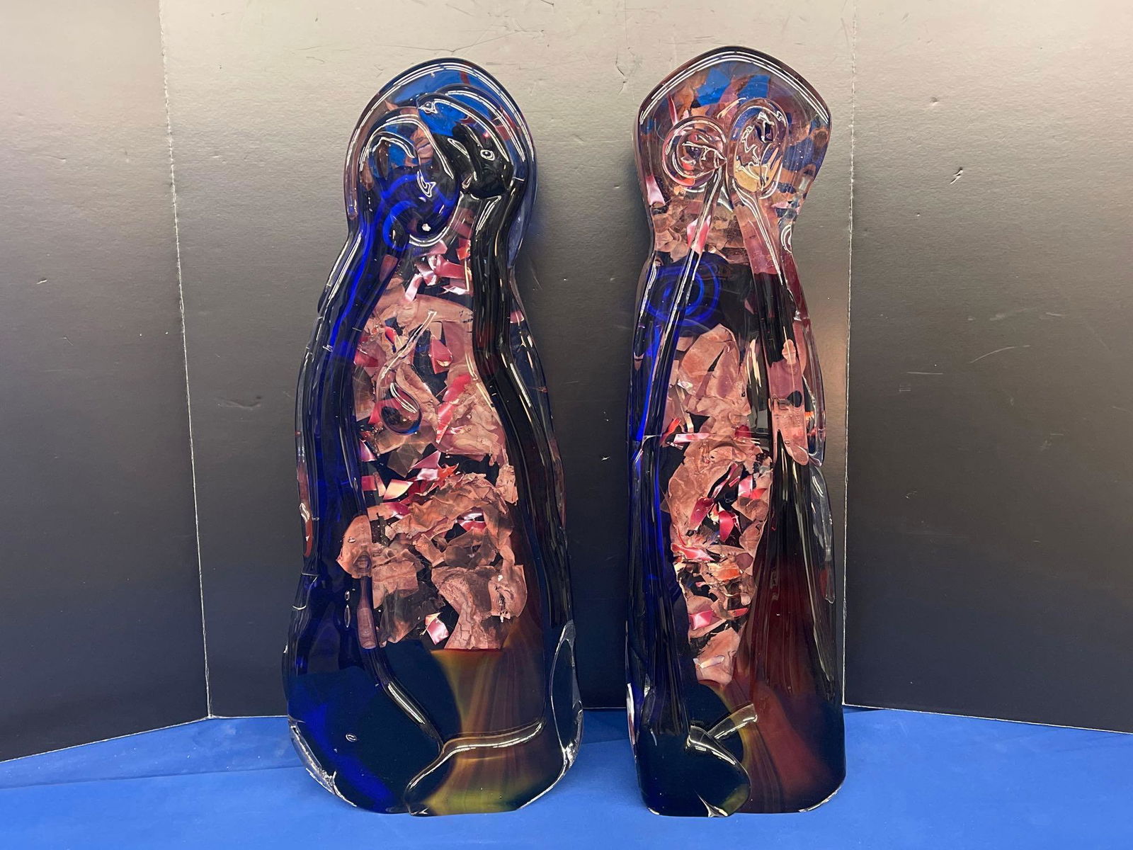 Pair of Louis Sakalovsky Blue Art Glass Sculptures (1 of 9)