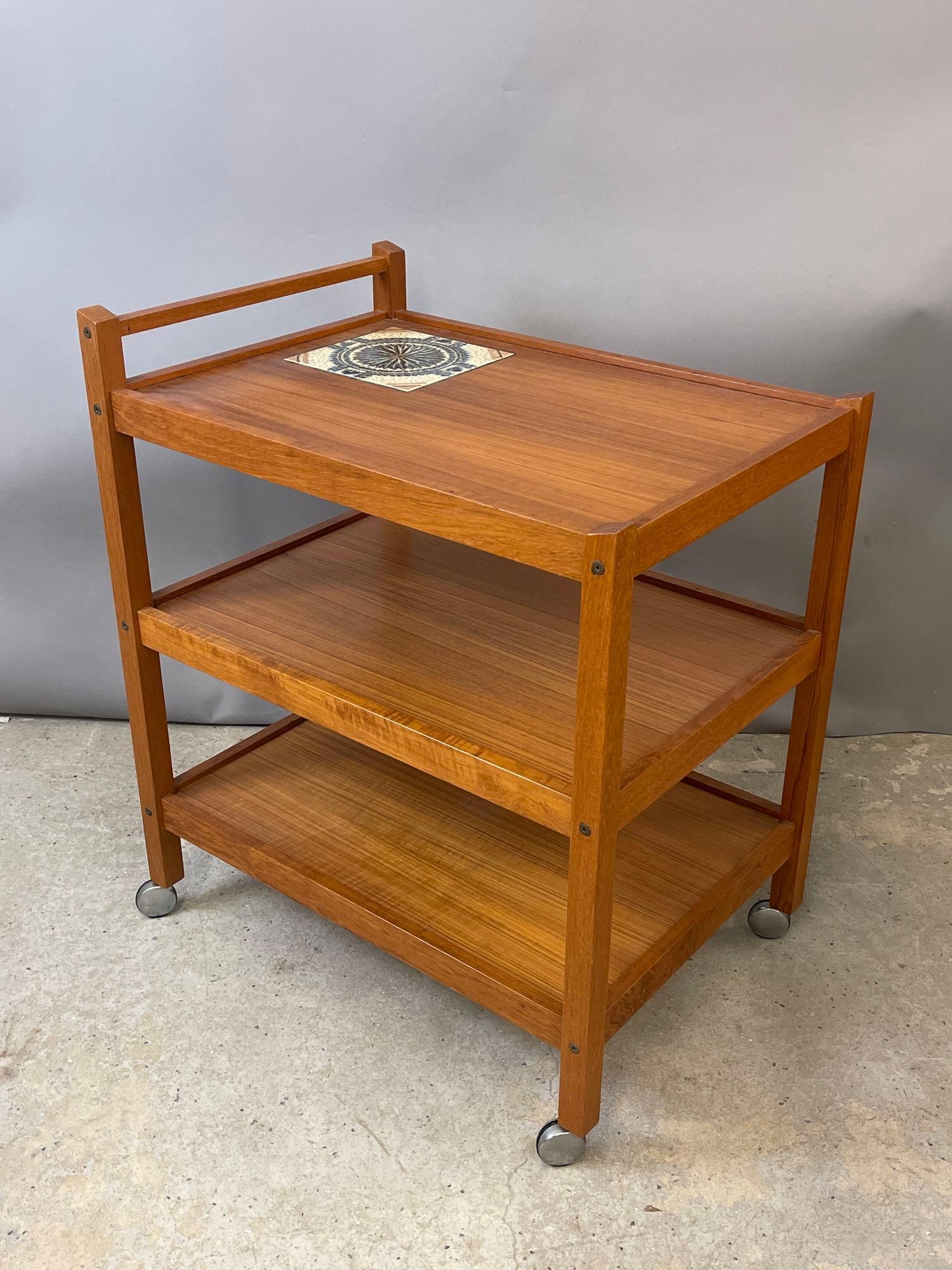 Danish Teak Tile-Top Cart (1 of 6)