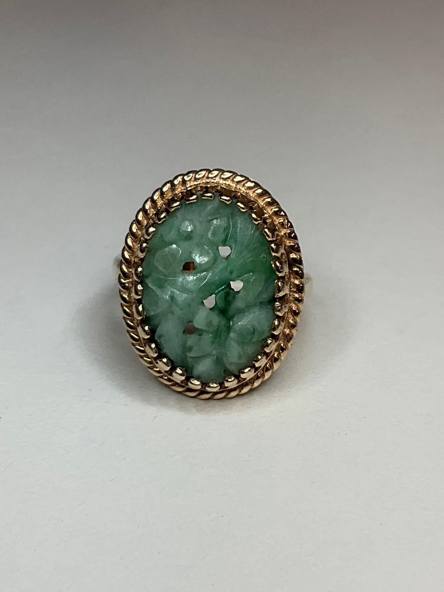 14K Carved Jade Ring (1 of 8)