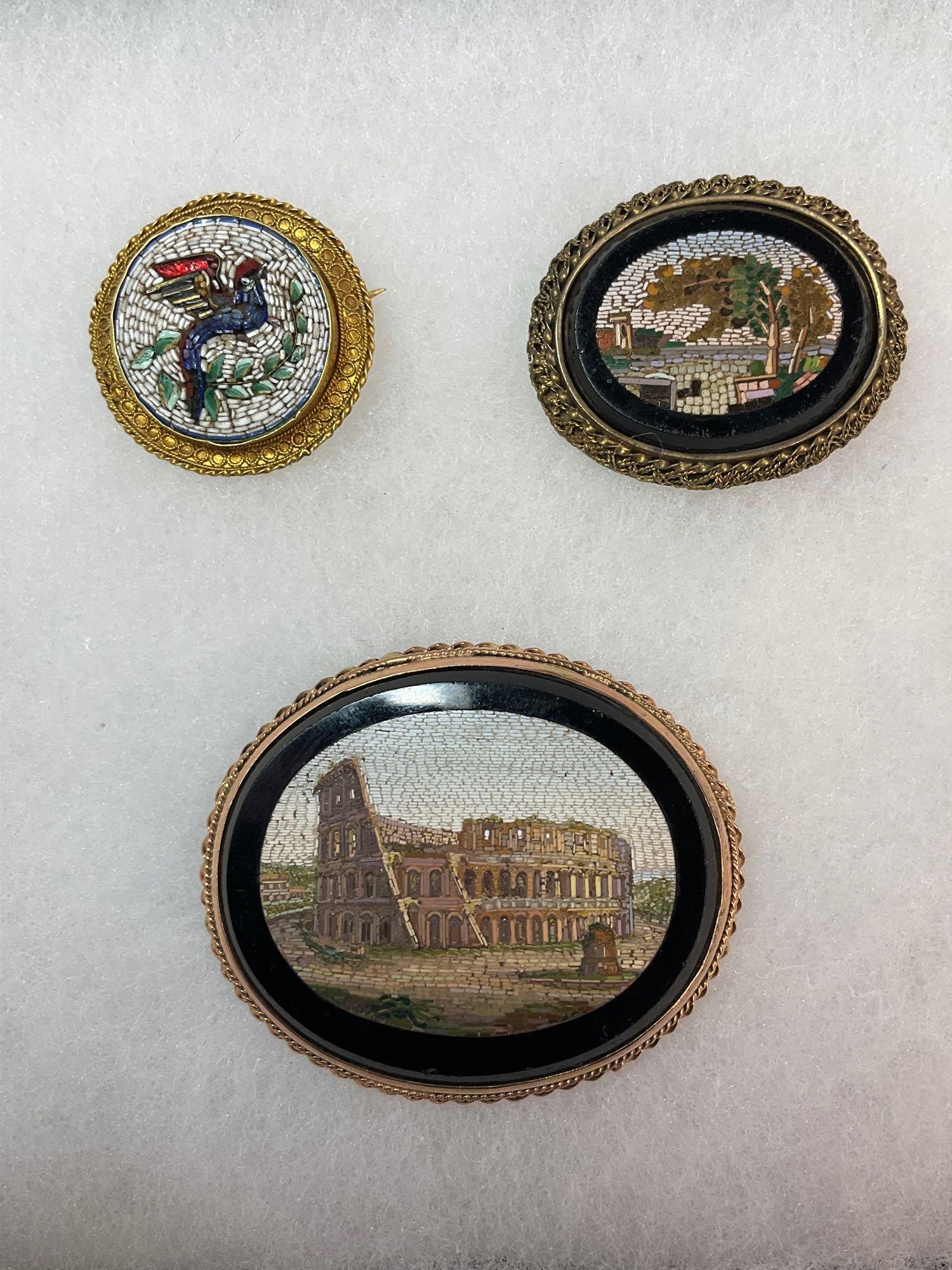 Trio of Micro-Mosaic Brooches (1 of 13)