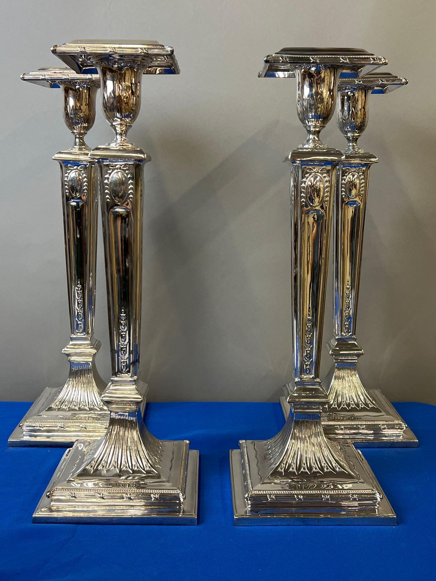 Four Large Silverplated Candlesticks (1 of 6)