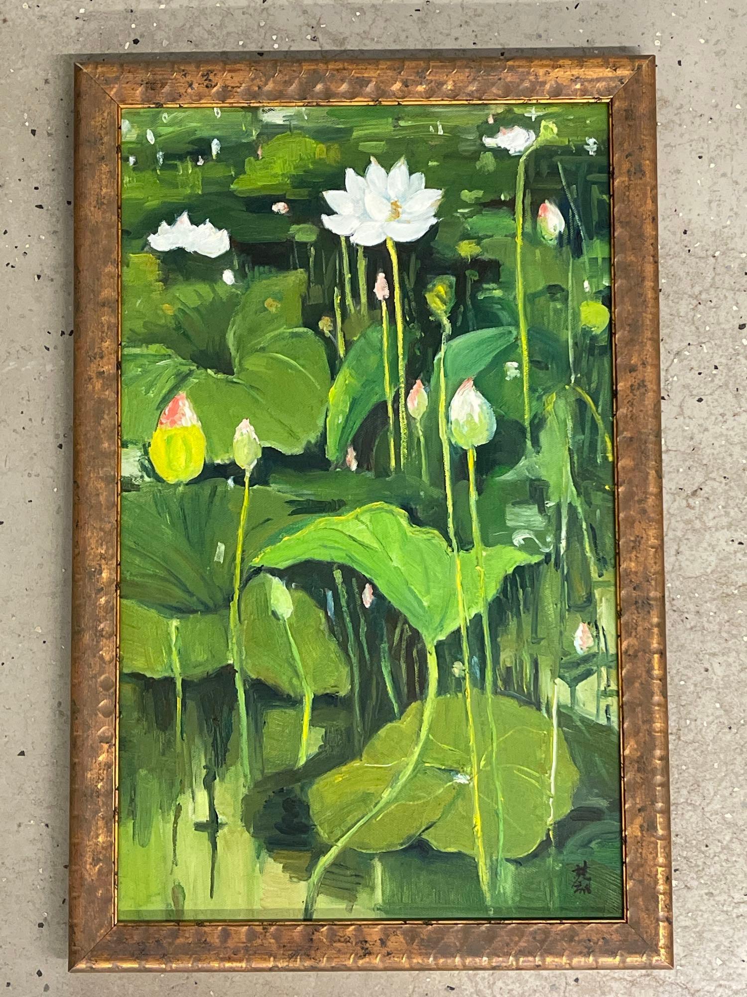 Chinese School. Oil/Canvas, Lily Pad (1 of 4)