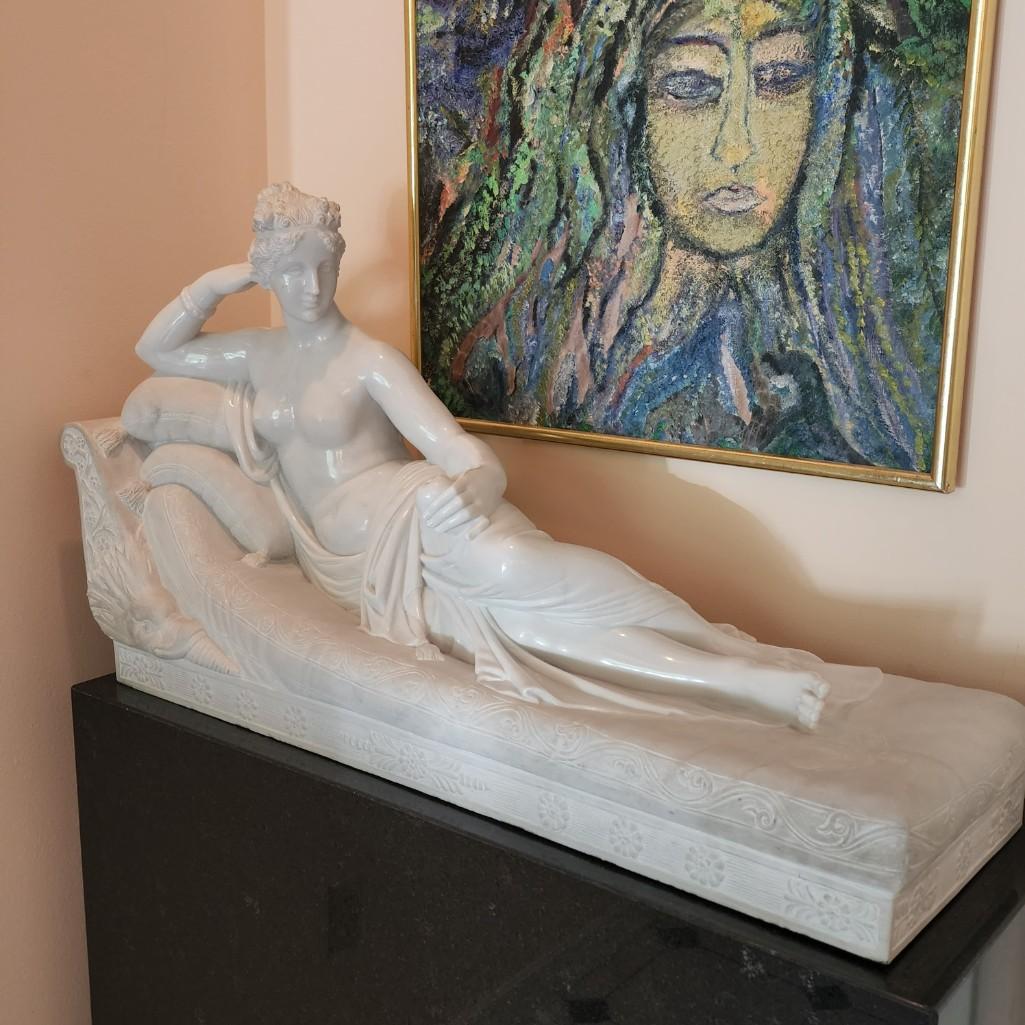 A Large Carved Marble Sculpture of Paolina Borghese (1 of 11)
