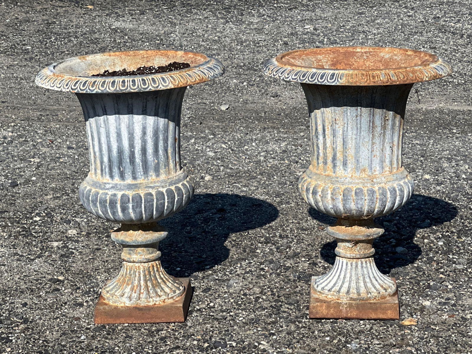 Large Pair of Cast Iron Garden Urns (1 of 5)