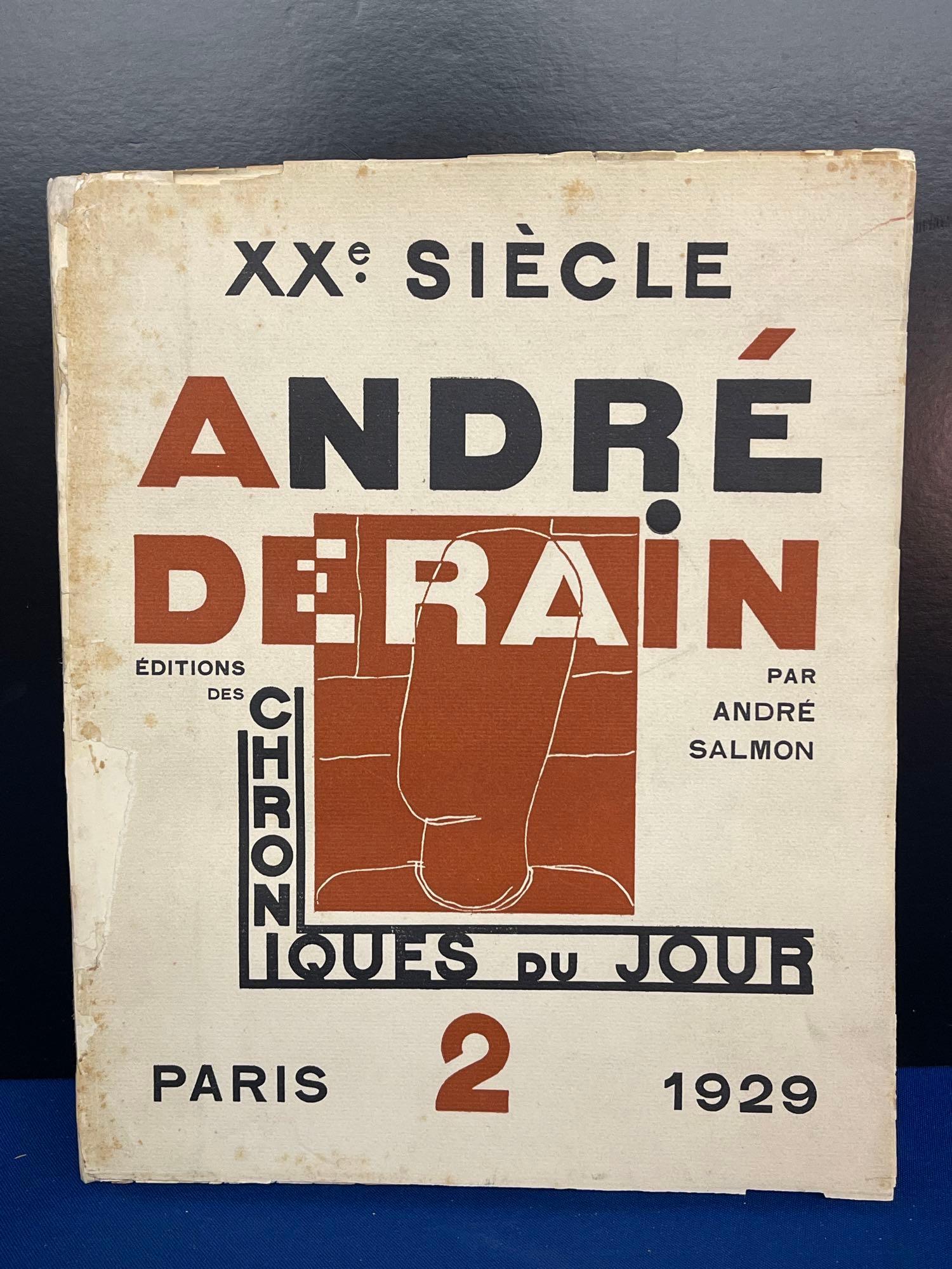 Andre Slamon: XXe Siecle Andre Derain 2: XXe Siecle Andre Derain by Andre Salmon editions Des Chroniques du Jour. Paris 2 1929. 11-1/2in tall x 9in wide.