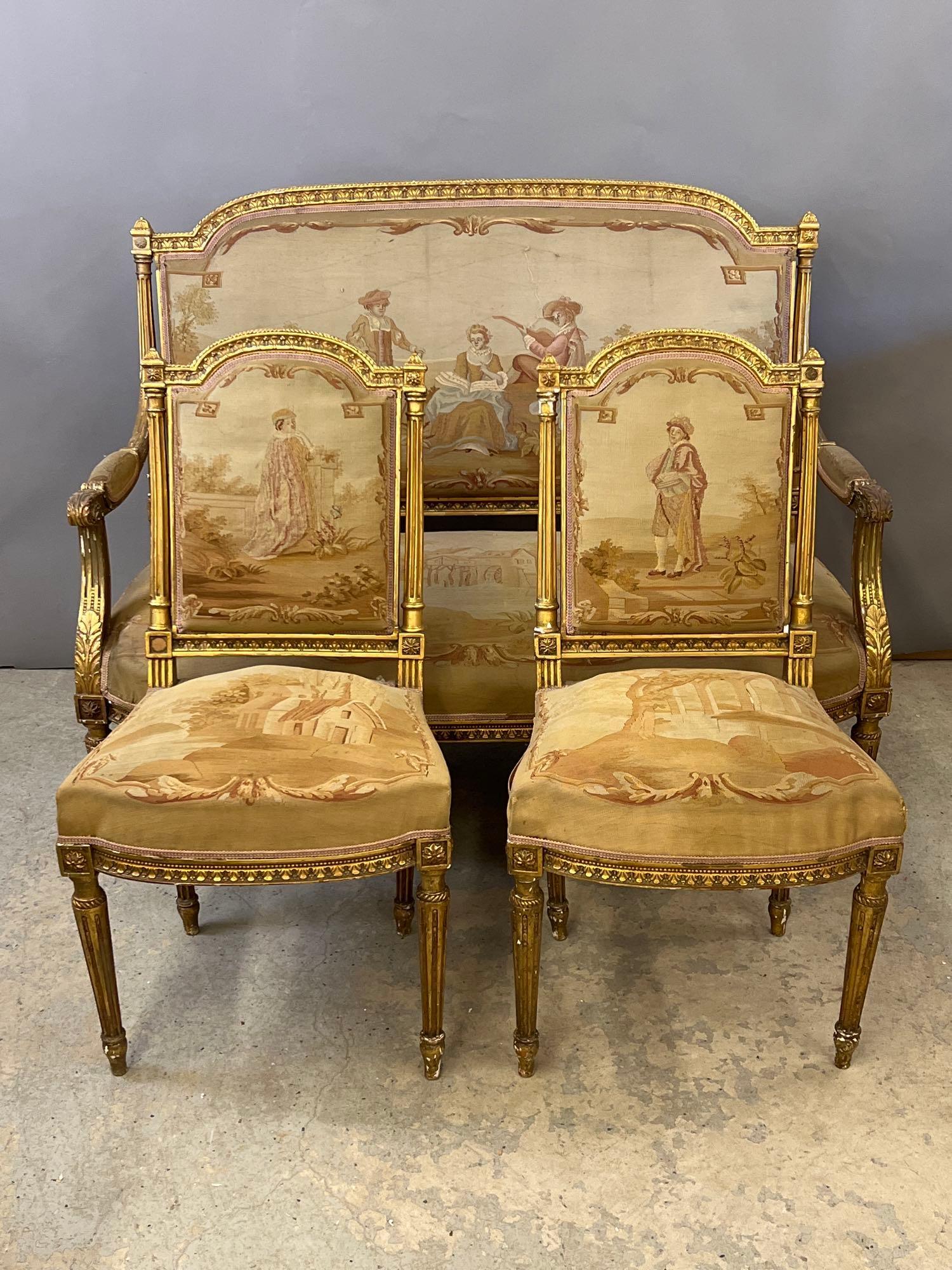 Louis XVI Tapestry-upholstered Salon Set (1 of 6)