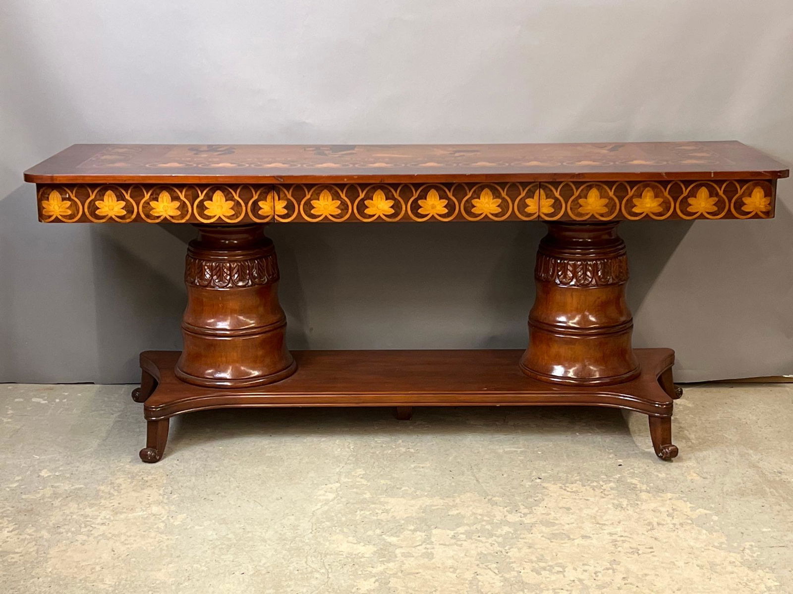Continental Inlaid Mahogany Console Table (1 of 8)