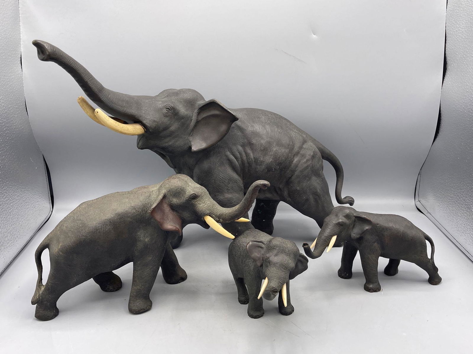 Four Seiya Saku Bronze Elephants (1 of 8)