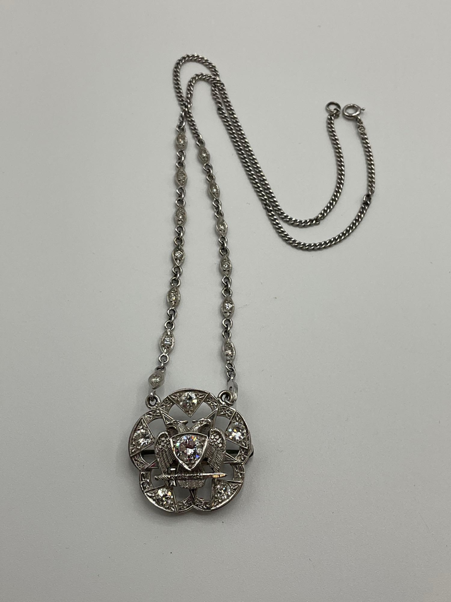 Diamond Masonic Brooch/Pendant on Diamond Chain (1 of 6)